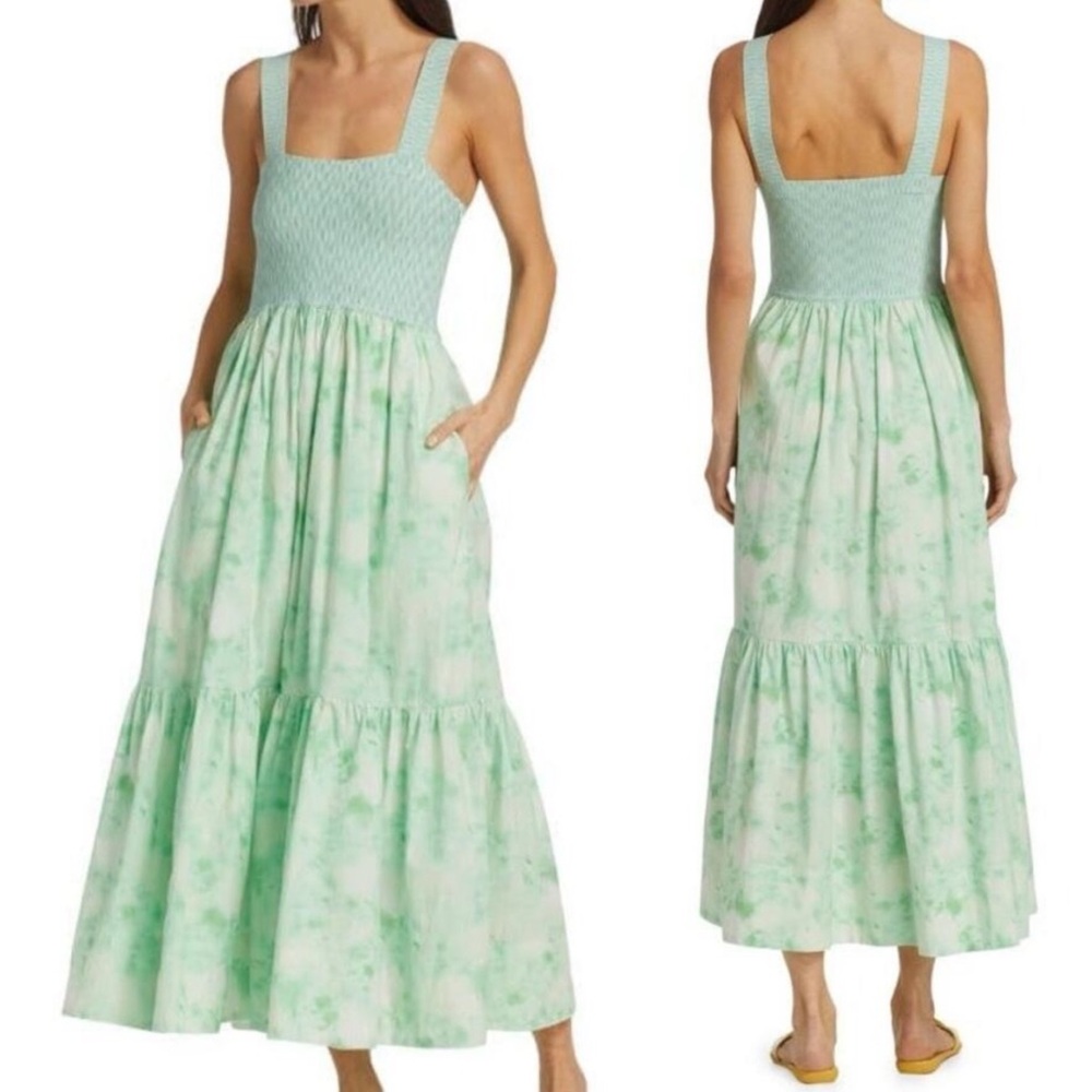 Tanya Taylor Gianna Maxi Dress XS‎ mint green tie dye